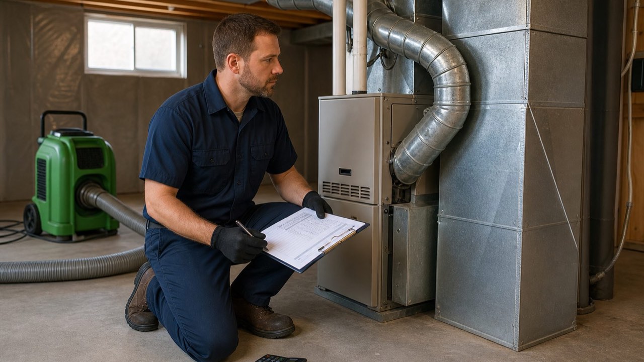 Furnace and duct cleaning equipment in a Canadian home