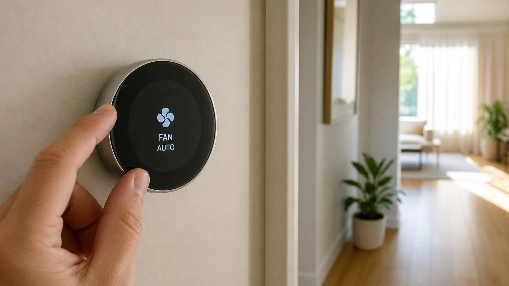 Thermostat fan setting in a home
