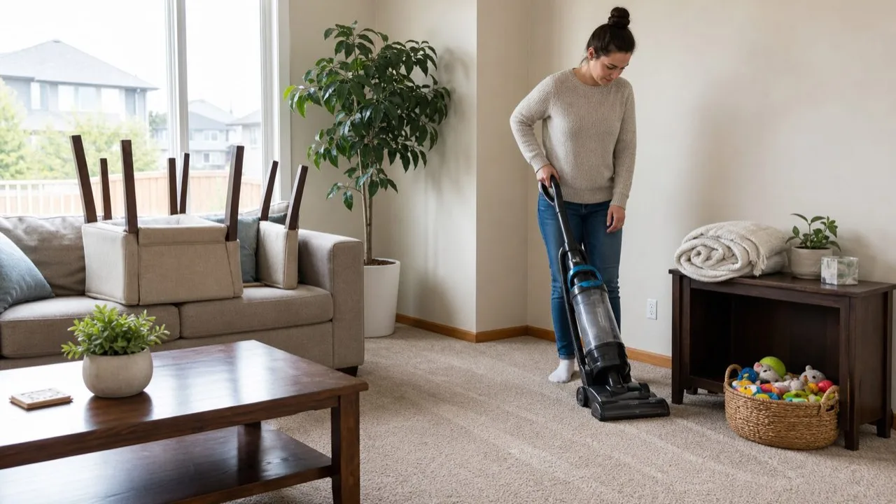 Living room ready for professional carpet cleaning