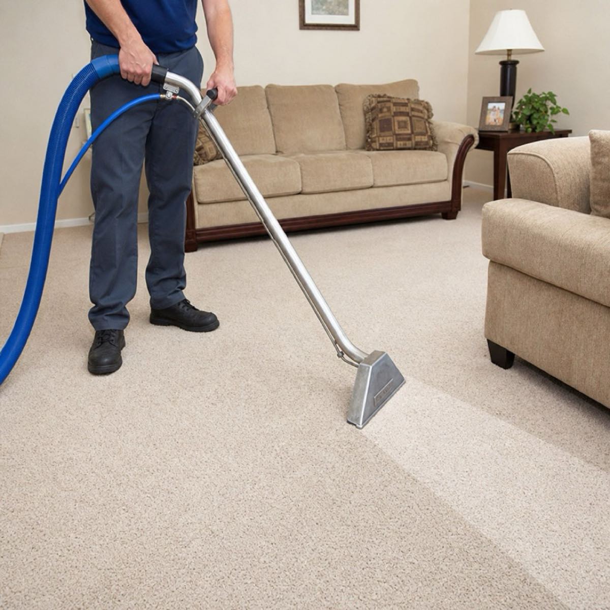 Clean carpet in a bright living room