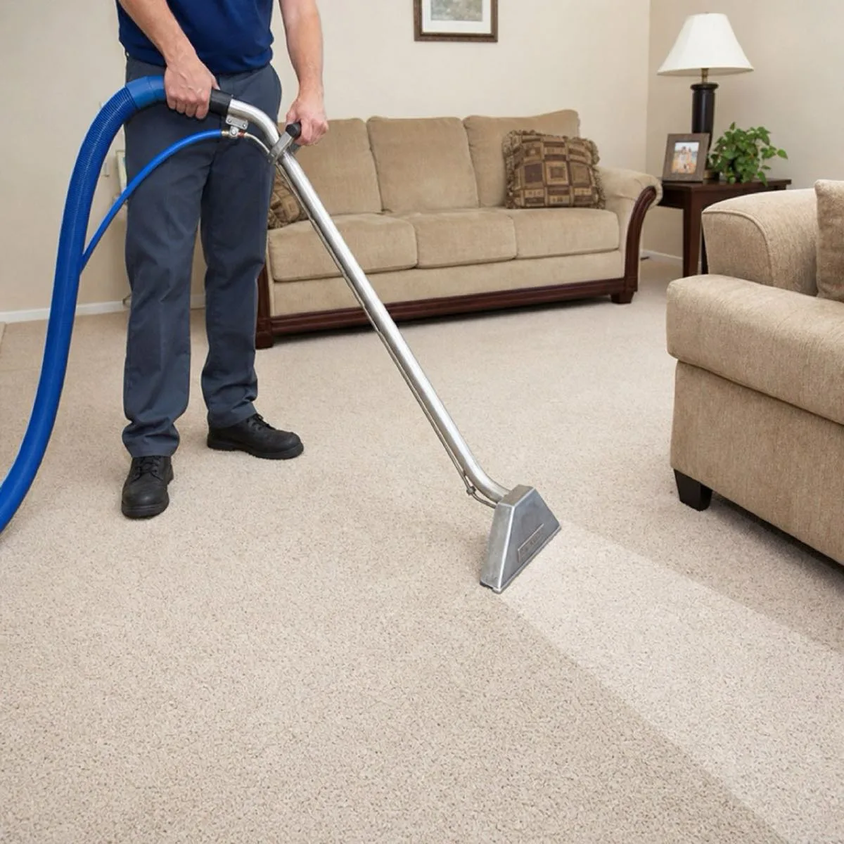 Clean carpet in a bright living room